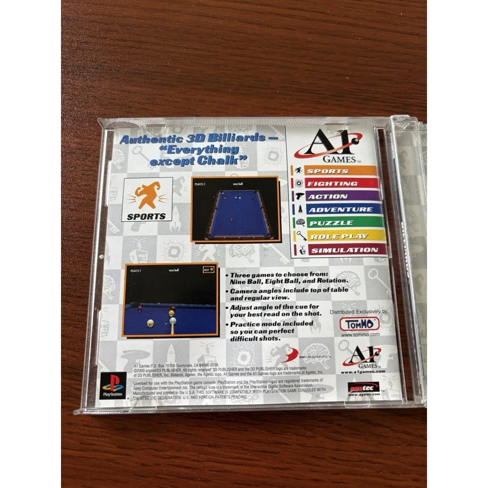 Billiards (PlayStation 1 PS1, 2000) Complete w/ Manual CIB Black Label Tested‎